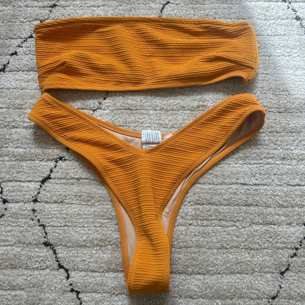 orange bandeau bikini